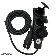 Удлинитель электрический ARTKRON 511-10 (3 розетки, 10 м, IP 44, чёрный)