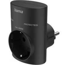 Сетевой фильтр-адаптер Hama (1 розетка, чёрный), 00223322